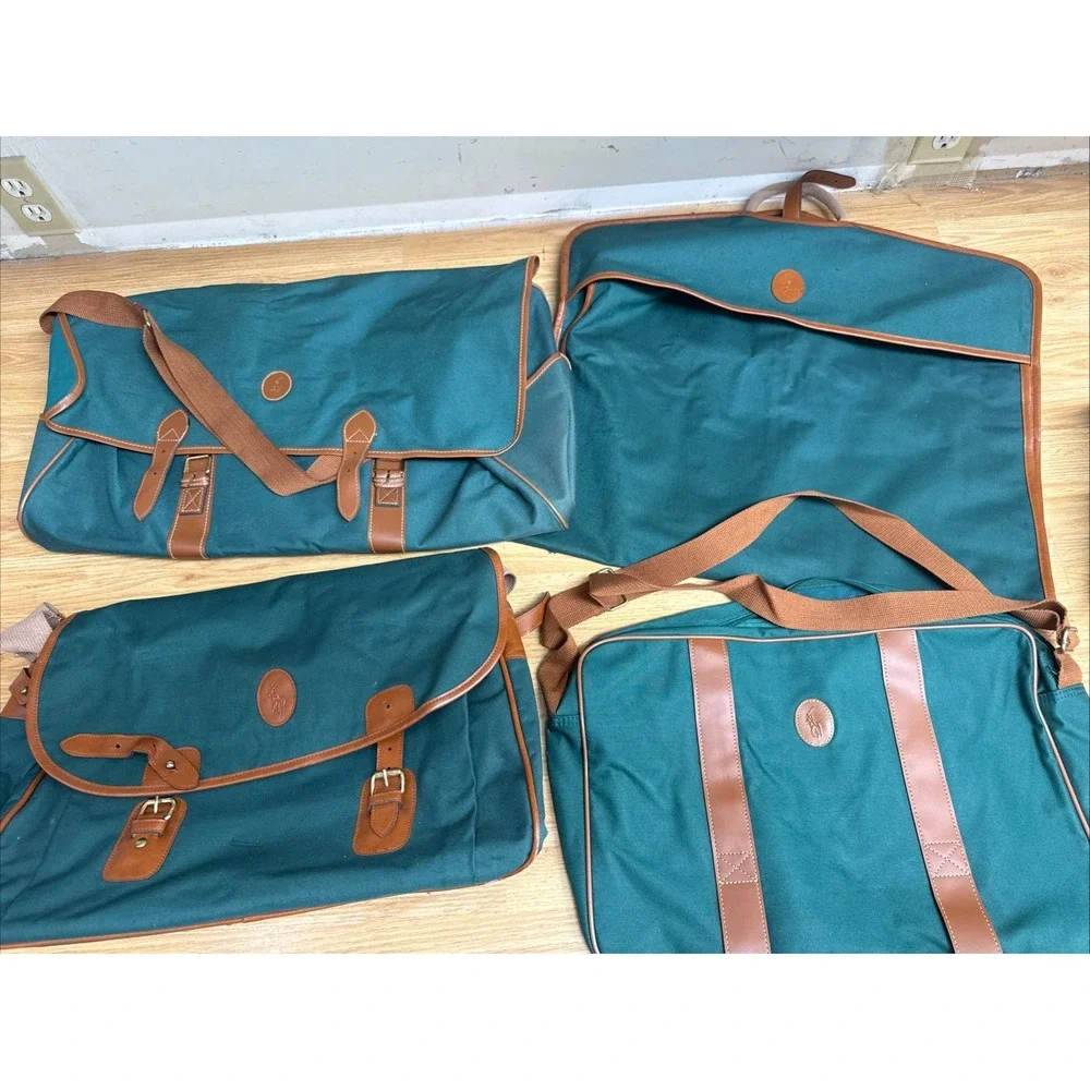 Polo Ralph Lauren Vintage Duffel Bag Weekender Travel Luggage Garment  4 Piece